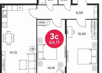 Продается 2-комнатная квартира, 66.1 м2, Ростов-на-Дону, Советский район