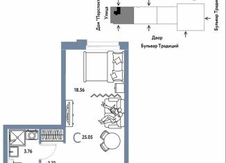 Продается квартира студия, 25.1 м2, Тюмень, улица Восстания