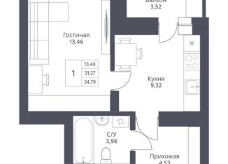 Продам 1-комнатную квартиру, 31.3 м2, Новосибирск, метро Заельцовская, улица Дуси Ковальчук, 246