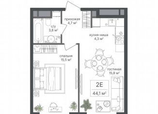 Продается 2-ком. квартира, 44.1 м2, Москва, ЖК Михалковский