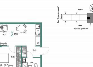 Продажа 2-комнатной квартиры, 37.2 м2, Тюмень, улица Восстания