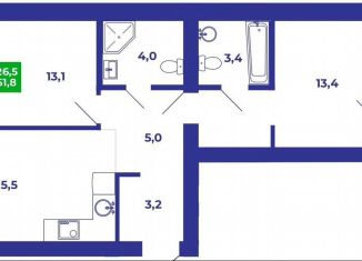 Продаю 2-ком. квартиру, 61.8 м2, село Мариинский