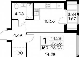 Продажа 1-ком. квартиры, 36.9 м2, посёлок Парголово