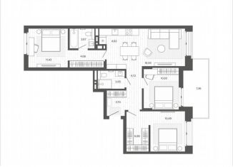 Продается 3-комнатная квартира, 90.9 м2, Барнаул, Октябрьский район