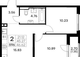 Продается 2-комнатная квартира, 46.6 м2, Владимир, Октябрьский район, Тракторная улица, 43