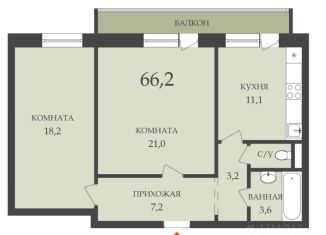 Продам двухкомнатную квартиру, 66.6 м2, Красноярск, Советский район, улица Мате Залки, 19