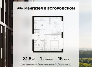 Продажа 1-ком. квартиры, 31.8 м2, Москва, станция Бульвар Рокоссовского, Открытое шоссе, вл9