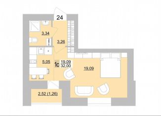 Продаю квартиру студию, 33.2 м2, Берёзовский, улица Загвозкина, 56