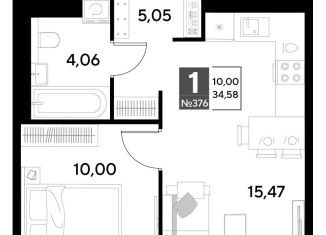 1-ком. квартира на продажу, 34.6 м2, Калуга, Ленинский округ