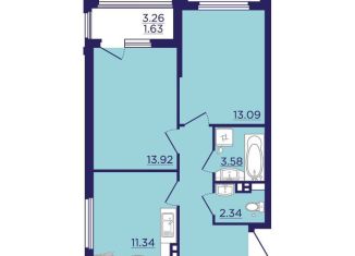 Продажа двухкомнатной квартиры, 55.2 м2, Воронеж