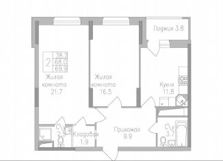 Продажа 2-комнатной квартиры, 69.9 м2, Липецкая область