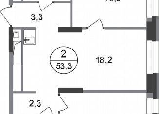 Продам 2-ком. квартиру, 53.3 м2, Московский, ЖК Первый Московский