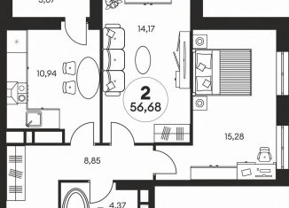 Продается 2-ком. квартира, 58 м2, Ростов-на-Дону