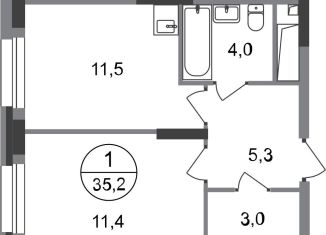 Продам 1-комнатную квартиру, 35.2 м2, Московский