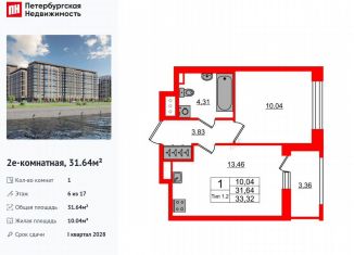 Продается 1-ком. квартира, 31.6 м2, Санкт-Петербург, метро Проспект Большевиков