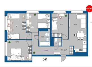 Продается 5-комнатная квартира, 81 м2, Архангельск, территориальный округ Майская горка, Первомайская улица, 5