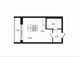 Продается квартира студия, 29.7 м2, деревня Разбегаево