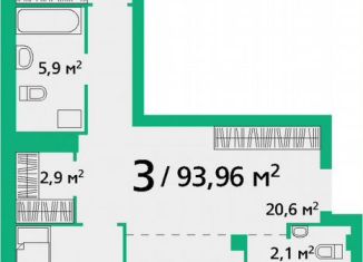 Продам двухкомнатную квартиру, 94.4 м2, Красноярский край, улица Березина, 82Д