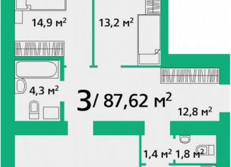 Продам 3-комнатную квартиру, 87.6 м2, Красноярский край, улица Березина, 82Д