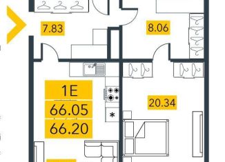 1-комнатная квартира на продажу, 66.2 м2, Санкт-Петербург, муниципальный округ Гавань