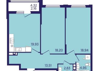 Продам двухкомнатную квартиру, 80.5 м2, Воронеж