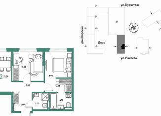 Продаю 2-комнатную квартиру, 51.2 м2, Тюмень, Краснооктябрьская улица, 10к1, Калининский округ