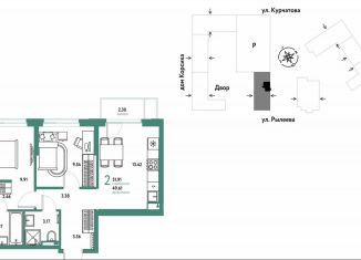 Продажа двухкомнатной квартиры, 51.9 м2, Тюмень, Краснооктябрьская улица, 10к1, Калининский округ