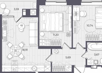 Продам 2-комнатную квартиру, 53.8 м2, Астрахань, 1-й Таманский переулок, 3