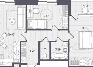 2-ком. квартира на продажу, 62.2 м2, Астрахань