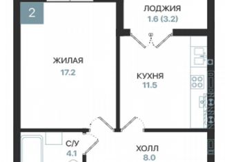 Продам 1-комнатную квартиру, 42.4 м2, Калининградская область, Московская улица, 16Ак3