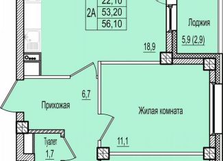 Продаю 2-комнатную квартиру, 56.1 м2, Псков, Крестовское шоссе, 1А