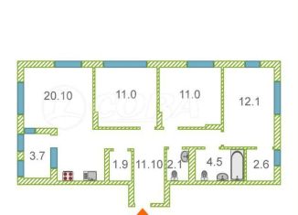 Продажа трехкомнатной квартиры, 77 м2, деревня Дударева, Тюменская улица, 1к1