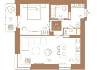 Продается 2-комнатная квартира, 56 м2, Красноярск, 3-я Краснодарская улица, 14А