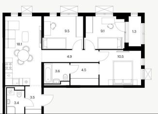 Продается 3-ком. квартира, 68 м2, Казань, улица Братьев Батталовых, 20к2, ЖК Палитра