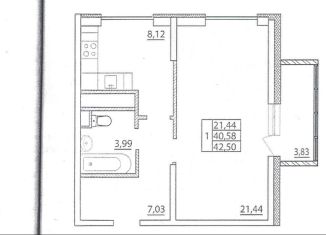 Продажа 1-комнатной квартиры, 40.5 м2, Мурино, Екатерининская улица