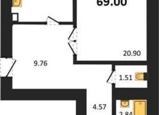 Продается 2-ком. квартира, 69 м2, Воронеж, переулок Здоровья, 90Г/1к1