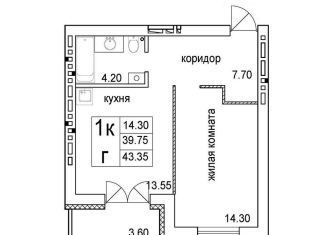 Продается однокомнатная квартира, 43.4 м2, Новосибирск, улица Кирова, 342, метро Речной вокзал