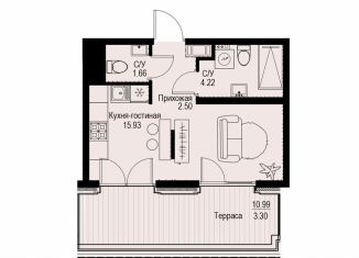 Продажа квартиры студии, 27.6 м2, Санкт-Петербург, метро Петроградская