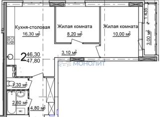 2-ком. квартира на продажу, 47.8 м2, Нижний Новгород, метро Кировская