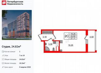 Продается квартира студия, 24.8 м2, Ленинградская область