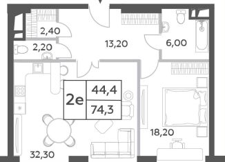 Продаю 2-ком. квартиру, 75.2 м2, Москва, проспект Генерала Дорохова, вл1к3, метро Ломоносовский проспект