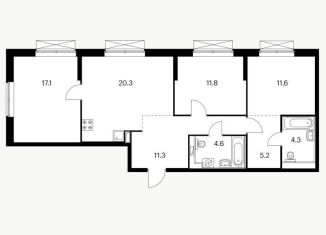 Продается 3-комнатная квартира, 86.2 м2, Казань, проспект Ямашева, 100Г, Ново-Савиновский район