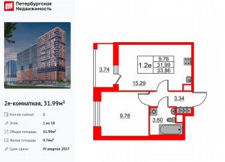 Продаю 1-ком. квартиру, 32 м2, Ленинградская область