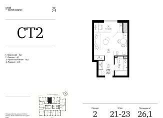 Продам квартиру студию, 26.1 м2, Астрахань, Кировский район, Туркестанская улица