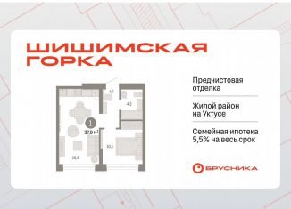 Однокомнатная квартира на продажу, 37.9 м2, Екатеринбург, ЖК Шишимская Горка, улица Гастелло, 19А