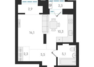 Продам 1-комнатную квартиру, 37.3 м2, Новосибирск, Заельцовский район