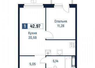 Продается однокомнатная квартира, 42.1 м2, Мурино