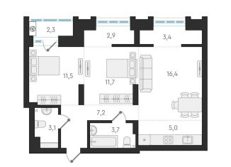 Продаю 2-комнатную квартиру, 58.6 м2, Новосибирск, Заельцовский район