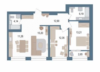 Трехкомнатная квартира на продажу, 76.7 м2, Уфа, улица Пархоменко, 156Ж