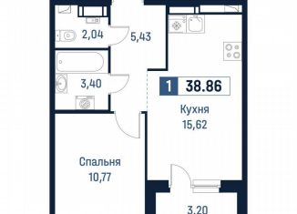 Продаю однокомнатную квартиру, 37.3 м2, Мурино